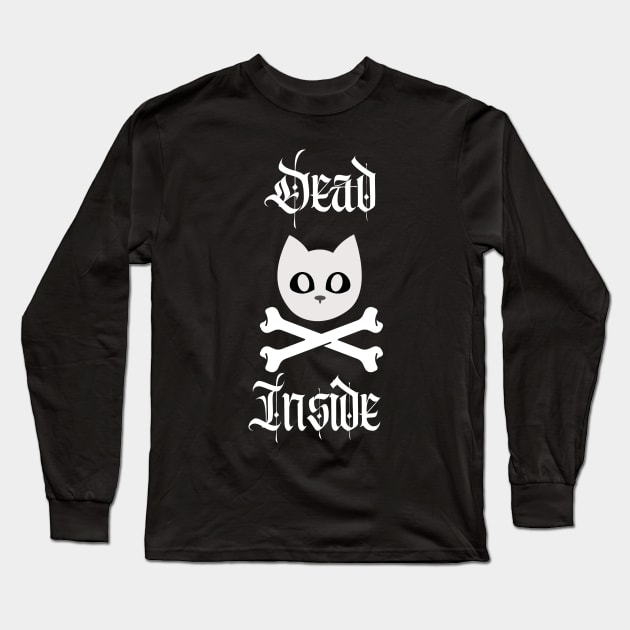 Dead Inside Cat and Crossbones Long Sleeve T-Shirt by elizabethtruedesigns
